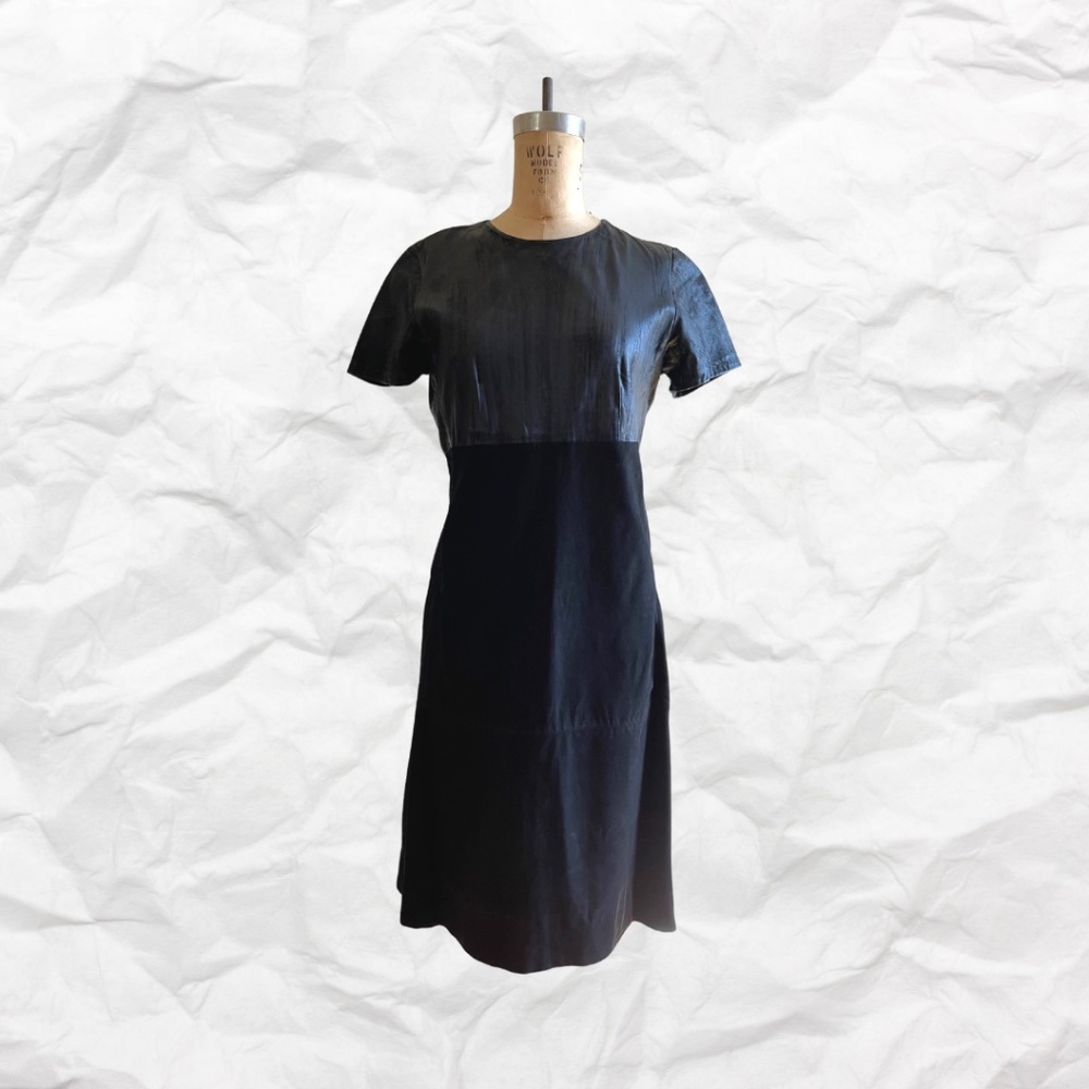 Balenciaga black leather and suede dress.